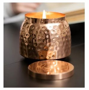 Decorative Copper Candle Holder Hammered Style Handmade Eco-Friendly Round Shape Embossing <b>Printing</b> Christmas Use - Product Image 1