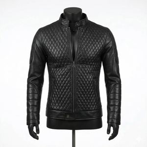 New Design <b>Men</b> <b>Leather</b> <b>Jacket</b> Customized Color Streetwear <b>Men</b> <b>Leather</b> <b>Jacket</b> Full Zipper <b>Jacket</b> With Coats - Product Image 1