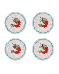 Jour de noël broderie à la main bonhomme de neige perlé quatre ensemble sous-verre pour décor de Table à manger élégant luxe Premium de l'inde - Product Image 4