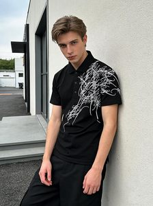 Camiseta Polo con Estampado Gótico Y2K para Hombre, Estilo Casual Vintage, Oversize, Punk, con Botones, Estilo Grunge, Ropa Urbana de Verano - Product Image 4