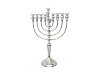 Candelabro Tradicional de Metal Plateado Antiguo de 9 Brazos para Velas, Centro de Mesa Decorativo - Product Image 2