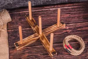 Jeu de lancer d'anneaux mural haut de gamme en bois d'acacia pour l'intérieur et l'extérieur, idéal pour les enfants, formes géométriques, toutes saisons, vente en gros - Product Image 3