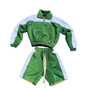 Custom Solid Half Zip Lightweight Nylon/Cotton Jacket <b>Jogger</b> Shorts <b>Set</b> Two Piece Sport Casual <b>Plus</b> <b>Size</b> Windbreaker Tracksuit - Product Image 3