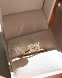 แหวนทองคำประดับมอสซาไนต์ทรงมาร์คีส์ 14K 18K แหวนหมั้นสำหรับผู้หญิง แหวนรูปตัววีแบบพันรอบ ดีไซน์เรียบหรู แหวนแต่งงานที่ไม่ซ้ำใคร - Product Image 6