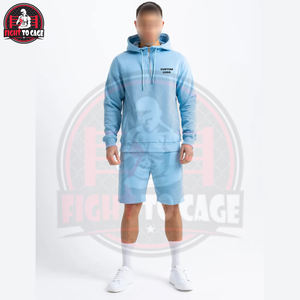 Nueva Llegada, Último Estilo, Precio al por Mayor, Ropa Urbana Ligera y Ecológica Estampada, Azul Cielo, Conjunto Casual de 2 Piezas para Hombre, Talla Grande - Product Image 3