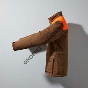 Veste imperméable à capuche de haute qualité pour homme, camouflage vert contrastant orange, pour la chasse, la randonnée en forêt. - Product Image 3