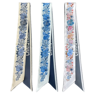 Nouveau Foulard en Soie Florale Rose Tarot pour Femme, Bandana Élégant, Ruban de Cheveux, Châle, Accessoire de Décoration pour Sac - Product Image 1