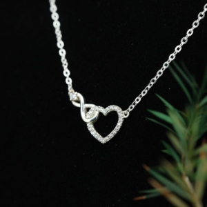 Wholesale 925 Sterling Silver Moissanite <b>Infinity</b> Heart Link Chain Necklace Trendy Jewelry for Women Perfect Gift - Product Image 4