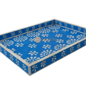 Plateau de service en rotin naturel fait main avec incrustation de nacre, panier de rangement décoratif avec poignées élégantes, en promotion - Product Image 3