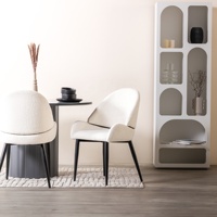 Fauteuil de salon crème au design moderne, avec fonction réglable, pieds en métal, en tissu, idéal pour appartement, hôtel, chambre ou salle à manger