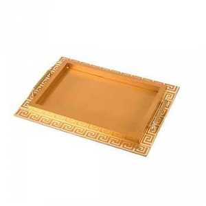 Luxury <b>Rectangle</b> Serving Trays with Gold Metal Handles Modern White Blue Patterned Vanity <b>Coffee</b> <b>Table</b> Platter Bulk - Product Image 6