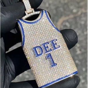 CONCEPTION Joyería para Hombre y Mujer, Cadena de Cuerda con Colgante Grande DEE Jersey 1, Acabado en Oro 9k 10k 14k 18k, Plata 925 Iced, con Sello - Product Image 1