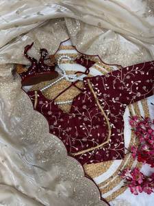 Rich Party Reception Special Gorgeous Color <b>Fancy</b> Cut Border Work Regular Length Beautiful Saree Contrast Blouse Winter Summer - Product Image 5