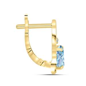 Boucles d'oreilles ovales en or massif 14 carats avec halo de diamants de laboratoire et aquamarine, style anglais, pour la vente en gros de bijoux haut de gamme - Product Image 2