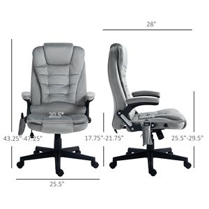 "Executive Traditional Linen Gray Office Chair with Reclining Padded Armrests Heat & <b>Vibrating</b> Massage <b>Remote</b> Control" - Product Image 3