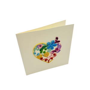 Tarjeta de quilling con forma de corazón colorida, decoración floral de papel para el Día de San Valentín, arte con temática de amor, tarjeta de quilling con sobre. - Product Image 3