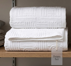 Serviette Jacquard Ahram Ihram en Coton Premium de Qualité Supérieure, Épaisse, Séchage Rapide, Lot de 2 Pièces, pour Hajj, Omra, Voyage, Très Absorbante, ODM, Sans Couture - Product Image 5
