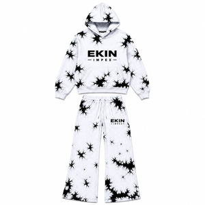 Conjunto de Sudadera con Capucha y Pantalones Anchos con Estampado de Araña Tie Dye y Logotipo Personalizado, Sublimación Completa, Estilo Y2K, 2 Piezas, OEM 100% - Product Image 1