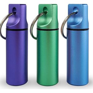 Contenitore Portatile per Pillole da Viaggio, Piccola Scatola Impermeabile in Metallo con Portachiavi, Organizzatore per Pillole da Campeggio - Product Image 1