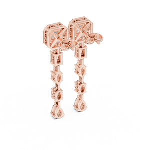 LUXURY DANGLY <b>EARRINGS</b> 2.8CT MIX CUT LAB GROWN <b>DIAMONDS</b> SET IN 18KT ROSE GOLD FOR GLAM WEDDING ENGAGEMENT PARTY GIFTING FOR HER - Product Image 2
