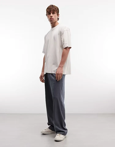 Men Oversized Short Sleeve O-Neck Cotton T-Shirt Solid Color Casual Jersey Knitted Top Regular Fit <b>Plain</b> Dyed <b>White</b> - Product Image 1