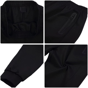 Ensemble deux pièces pour homme, vêtements de sport écologiques, tissu technique en polaire polyester/coton, streetwear, col à capuche, motif uni, jogging d'hiver - Product Image 6