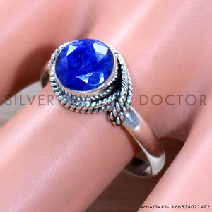 แหวนเงินสเตอริง925แหวนไพลินสีน้ำเงินแหวนเงินดีไซน์คลาสสิก - Product Image 2