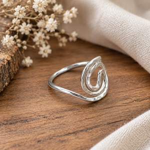 Anillo Espiral Abierto Minimalista de Plata 925, Diseño Geométrico, Ajustable, Joyería Unisex para Uso Diario - Product Image 1