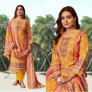 Multi Color bordado Digital impreso Super calidad mejor diseño hermoso Maslin Kurti con Dupatta Set para mujeres Festival - Product Image 3