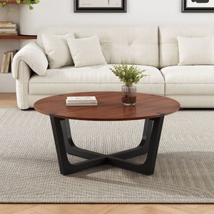 Tavolino da Caffè in Legno Massello di ACACIA Colore Marrone e Nero - Product Image 1