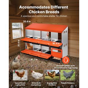 Nido per Galline a 8 Scomparti, da 30 a 45 Pollici, in Metallo Resistente alla Corrosione, Gabbia per Galline Stabile con Nidi Inclinati Inclusi - Product Image 2