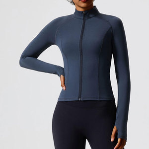 Ensemble de vêtements de sport pour femmes, veste à fermeture éclair, haut à haute élasticité, yoga, course à pied, tenue de sport confortable pour la salle de sport - Product Image 5