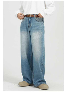 Jean baggy en denim pour homme de haute qualité, coupe large, avec motif imprimé délavé et déchiré, style décontracté - Product Image 3