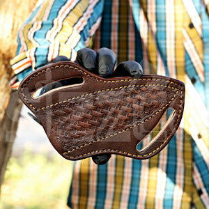Funda de cuero genuino hecha a mano OEM para cuchillo tipo pancake, para cinturón, para mano derecha, ideal como regalo. - Product Image 2