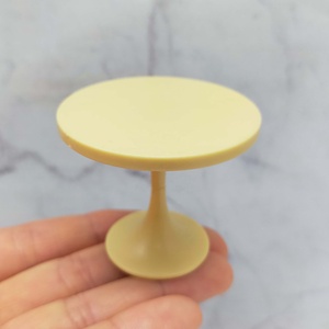 1/12 Scale <b>Plastic</b> Dollhouse Round <b>Table</b> with Modern Pedestal Design DIY Decor for Miniature Homes - Product Image 4