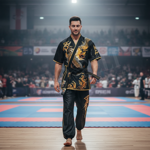 Conjunto de Uniforme de Artes Marciales de Kung Fu para Hombre y Mujer, Personalizado con Bordado a Mano, Traje de Karate de Manga Corta para Entrenamiento - Product Image 3