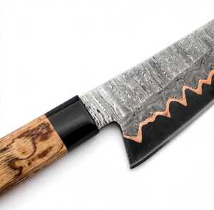มีดเชฟเหล็กดามัสกัสทองแดงแบบกำหนดเองจาก Iron Crown Forge ด้ามไม้ปักก้าสีดำ ขนาด 30 ซม. - Product Image 5