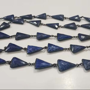 Chaîne de connecteurs en lapis-lazuli naturel, taille trillian, 15x20mm, vendue au mètre - Product Image 1
