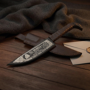 Cuchillo de Caza Vikingo Medieval de Venta Caliente, Forjado a Mano con Mango Envuelto en Cuero para Camping, Grado DIY, OEM Personalizable - Product Image 3