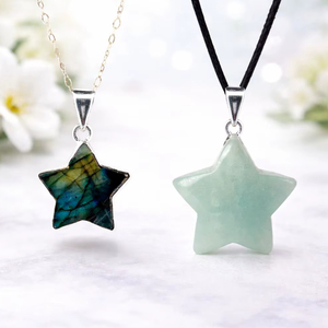 ชุดจี้ดาวทำจากหินลาบราดอไรต์และอะเมโซไนต์ธรรมชาติ สำหรับเครื่องประดับเสริมพลังจิตวิญญาณและการบำบัด  ตามหลักฮวงจุ้ย ซื้อจาก Elegant Agate - Product Image 1