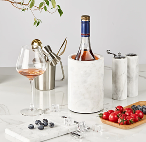 Refroidisseur de bouteille de vin en marbre avec rétention de glace pour les fêtes - Product Image 6