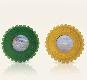 Ensemble de cadres photo ronds en résine à bords festonnés de style nordique, jaune vert, pétales de fleurs, cadre photo circulaire, décoration murale ou de table - Product Image 6