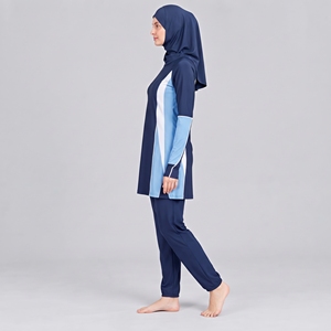 Ensemble Burkini Modeste 3 Pièces pour Femme, Motif Uni, Couverture Complète, Service OEM, Vente en Gros - Product Image 2