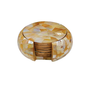 Sous-verres en nacre faits à la main, écologiques, 4 pouces, ensemble moderne, fabriqués en Inde - Product Image 3