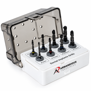 Ensemble de forets coniques manuels pour implants dentaires en acier inoxydable, revêtement noir, plaqué or, haute qualité, CE - Product Image 1