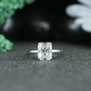Factory Price Radiant Cut Moissanite Engagement <b>Ring</b> 925 <b>Silver</b> Rhodium Plated Minimalist Wedding <b>Ring</b> for Women - Product Image 1