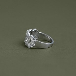 925 Sterling Silver Moissanite Diamond <b>Iced</b> Out <b>Ring</b> Geometric Link Band Hip Hop Men's Luxury Statement Fashion Jewelry - Product Image 6