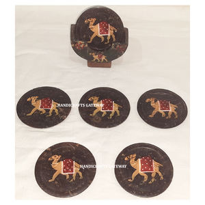 ชุดจานรองแก้วทรงกลมทำจากหินสบู่ธรรมชาติ ดีไซน์ใหม่สวยงาม ลายงานนกยูง เหมาะสำหรับตกแต่งและขายต่อ - Product Image 4