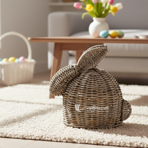 Figurine de lapin en rotin, décoration de Pâques, lapin en osier, accent décoratif, vente en gros - Product Image 4