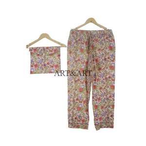Ensemble de pyjama 3 pièces pour femmes, nouveau design, manches longues, imprimé floral, 100% coton, doux, respirant, vêtements de nuit écologiques avec poches - Product Image 3